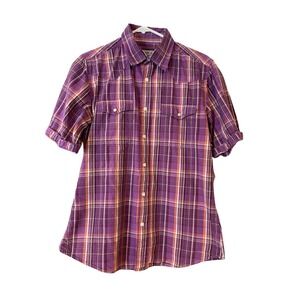 Men's Paperdenim & cloth Plaid Short Sleeve Pearl Snap On‎ Pockets Shirt